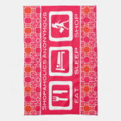 ピンクおもしろいショア食べプライスショップ賞 キッチンタオル (縦)