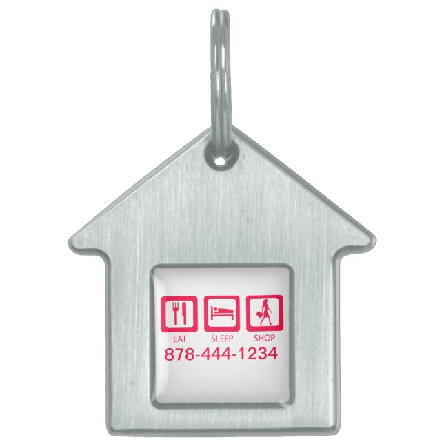 ピンクおもしろいショア食べプライスショップ賞 ペットネームタグ (正面)