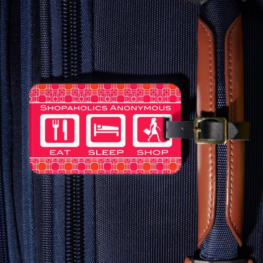 ピンクおもしろいショア食べプライスショップ賞 ラゲッジタグ (正面インサイチュ4)