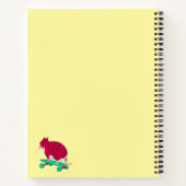 ピンクおもしろいスケートで滑る付き猫文字 ノートブック (裏面)