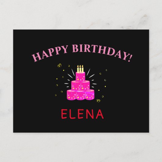 ピンクおもしろいハッピーバースデー隔離子牛 ポストカード (正面)