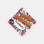 ピンクおもしろいハッピーバースデー パーソナライズされた スタンダードカクテルナプキン (角)