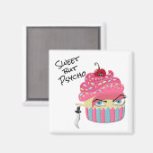 ピンクおもしろいハロウィーンカップケーキかわいいフードユーモア マグネット (正面/裏面)