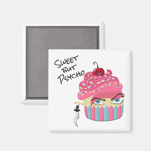 ピンクおもしろいハロウィーンカップケーキかわいいフードユーモア マグネット (正面/裏面)