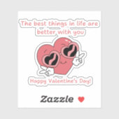 ピンクおもしろいハート，ハッピーバレンタインデー シール (シート)