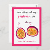 ピンクおもしろいパッションフルーツバレンタインデー ポストカード (正面/裏面)