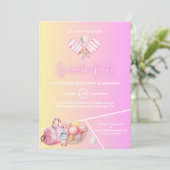 ピンクおもしろいピックボール卒業パーティー招待状 招待状 (スタンド正面)