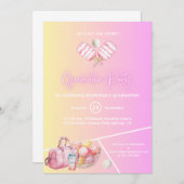 ピンクおもしろいピックボール卒業パーティー招待状 招待状 (正面/裏面)