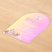 ピンクおもしろいピックボール30th誕生日パーティの招待状 アクリル招待状 (レイダウン)