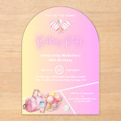 ピンクおもしろいピックボール30th誕生日パーティの招待状 アクリル招待状 (正面)