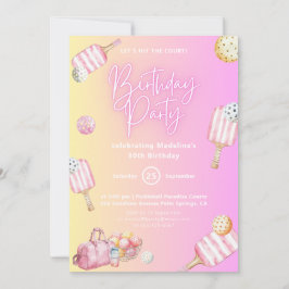 ピンクおもしろいピックボール30th誕生日パーティの招待状 招待状