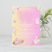 ピンクおもしろいピックボール30th誕生日パーティの招待状 招待状 (スタンド正面)