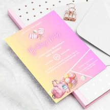 ピンクおもしろいピックボール30th誕生日パーティの招待状