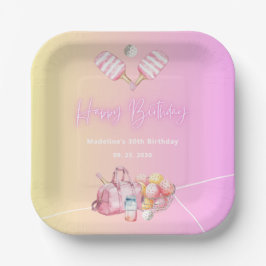 ピンクおもしろいピックボール30th誕生日パーティー ペーパープレート