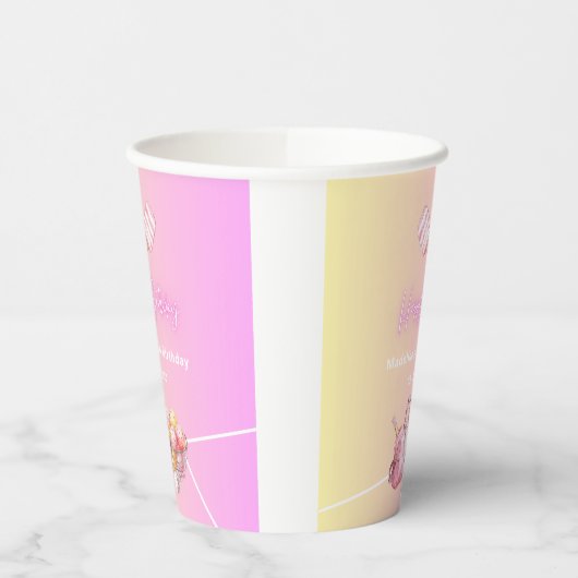 ピンクおもしろいピックボール30th誕生日パーティー 紙コップ (左)