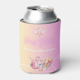 ピンクおもしろいピックボール30th誕生日パーティー 缶クーラー