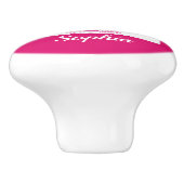 ピンクおもしろいフクロウのパーソナライズされた子供 セラミックノブ (側面)