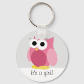 ピンクおもしろいフクロウ – 女の子だ!-キーホルダー キーホルダー (正面)