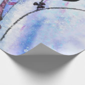 ピンクおもしろいフラミンゴスキーヤーで包む紙 ラッピングペーパー (角)