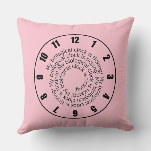 ピンクおもしろいブルー生物時計がチクタクと枕 クッション (裏面)