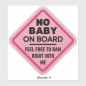 ピンクおもしろいベビーなしボード大人の注意バンパー シール (シート)