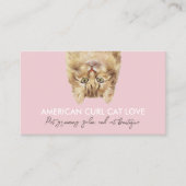 ピンクおもしろいペットシッターアメリカンカールキャット 名刺 (正面)