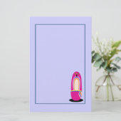 ピンクおもしろいペンギン漫画 便箋 (スタンド正面)