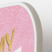 ピンクおもしろいホワイト金ゴールドピックボールパドル ピックルボールラケット (左詳細)