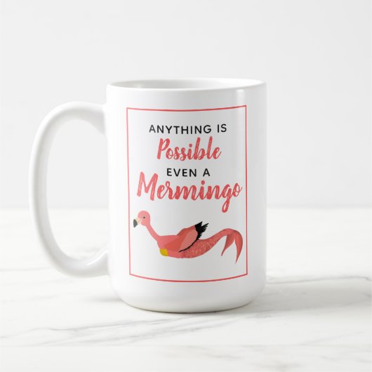 ピンクおもしろいマーメイドフラミンゴ感動的引用文 コーヒーマグカップ (左)