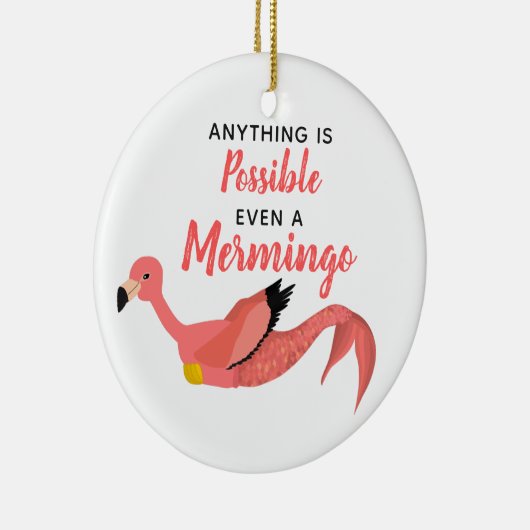 ピンクおもしろいマーメイドフラミンゴ感動的引用文 セラミックオーナメント (右)