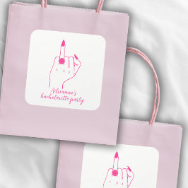 ピンクおもしろいモダンバチェロレッテ花嫁リングや輪フィンガー スクエアシール