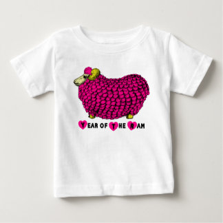 ピンクおもしろいラム年中国の〔占星術の〕十二宮図幼児T ベビーTシャツ