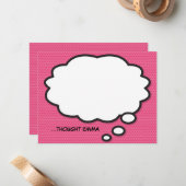 ピンクおもしろい漫画ブックバ考えブル ノートカード (正面/裏面インサイチュ)