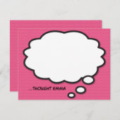 ピンクおもしろい漫画ブックバ考えブル ノートカード (正面/裏面)