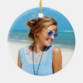 ピンクおもしろい漫画ブックHERO写真パーソナライズされた セラミックオーナメント (裏面)