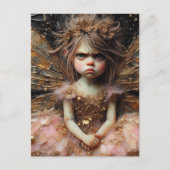ピンクおもしろい色の不機嫌な妖精 ポストカード (正面)