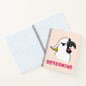 ピンクおもしろい色の文字で叫ぶコッカトゥー ノートブック (内部)