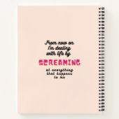 ピンクおもしろい色の文字で叫ぶコッカトゥー ノートブック (裏面)