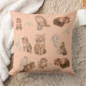 ピンクおもしろい色の猫の物語 クッション (ブランケット)