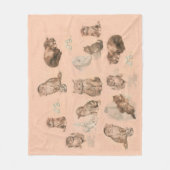 ピンクおもしろい色の猫の物語 フリースブランケット (正面)