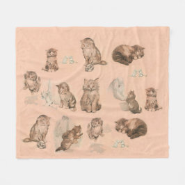 ピンクおもしろい色の猫の物語 フリースブランケット