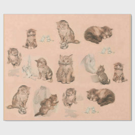 ピンクおもしろい色の猫の物語 ラッピングペーパー