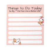 ピンクおもしろい色をリストする猫好き ノートパッド (正面)