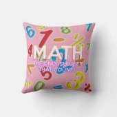 ピンクおもしろい色を数える唯一の主題である数学 クッション (裏面)