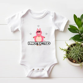 ピンクおもしろい豚 ベビーボディスーツ