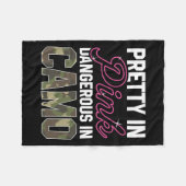 ピンクおもしろい迷彩柄狩りグラフィック女性ディアバック胡 フリースブランケット (正面(横))