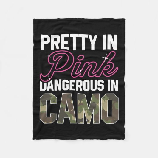 ピンクおもしろい迷彩柄狩りグラフィック女性ディアバック胡 フリースブランケット (正面)