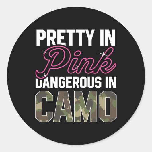ピンクおもしろい迷彩柄狩りグラフィック女性ディアバック胡 ラウンドシール (正面)