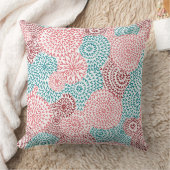 ピンクおよびお洒落なティール(緑がかった色)の落書きのジグザグ形 クッション (ブランケット)