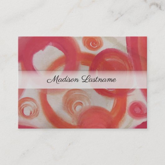 ピンクおよびオレンジの抽象芸術 名刺 (正面)